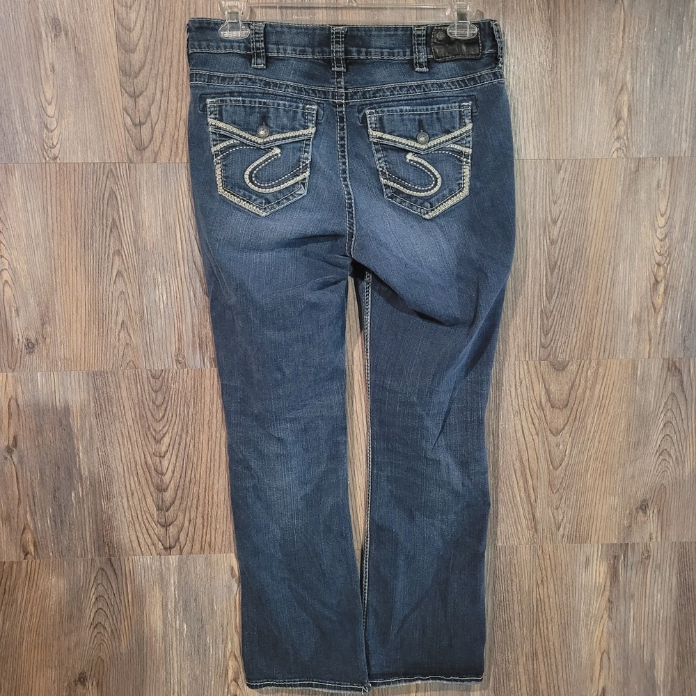 Silver Jeans Suki Mid Rise Slim Boot Size 14 x 30 Medium Wash Fluid Denim